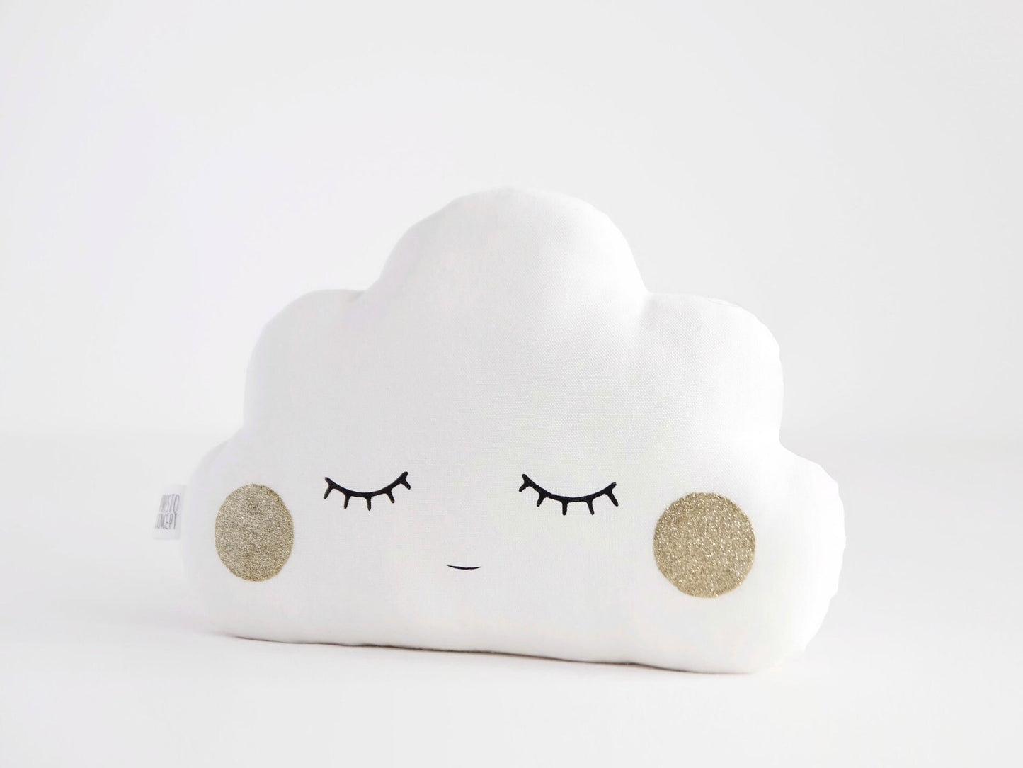 Sleepy White Small Cloud Pillow with Glitter Cheeks