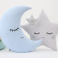 Set of 2 Pillows - Crescent Moon Pillow (4 colors) with Star and Light Gray Star Pillow