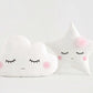 Set of 2 White Pillows - Cloud Pillow and Star Pillow with Tulle Flower