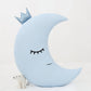 Light Blue Crescent Moon Pillow with Crown or Star