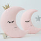 Pale Pink Crescent Moon Pillow with Crown or Star