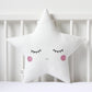 Set of 2 White Pillows - Crescent Moon and Star Pillows with Pink Touch