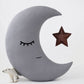 Gray Crescent Moon Pillow with Crown or Star