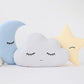 Set of 3 Pillows - Light Gray Cloud, Baby Blue Moon and Pastel Yellow Star Pillows