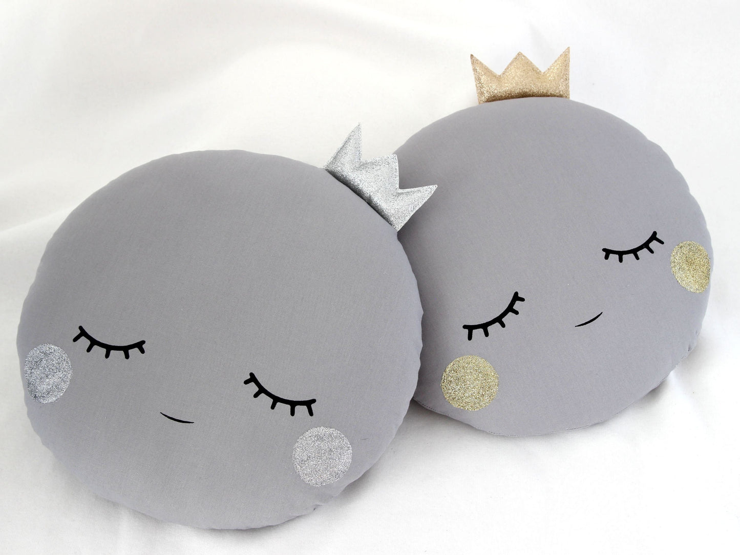 Gray Full Moon Pillow with Golden or Silver Touch