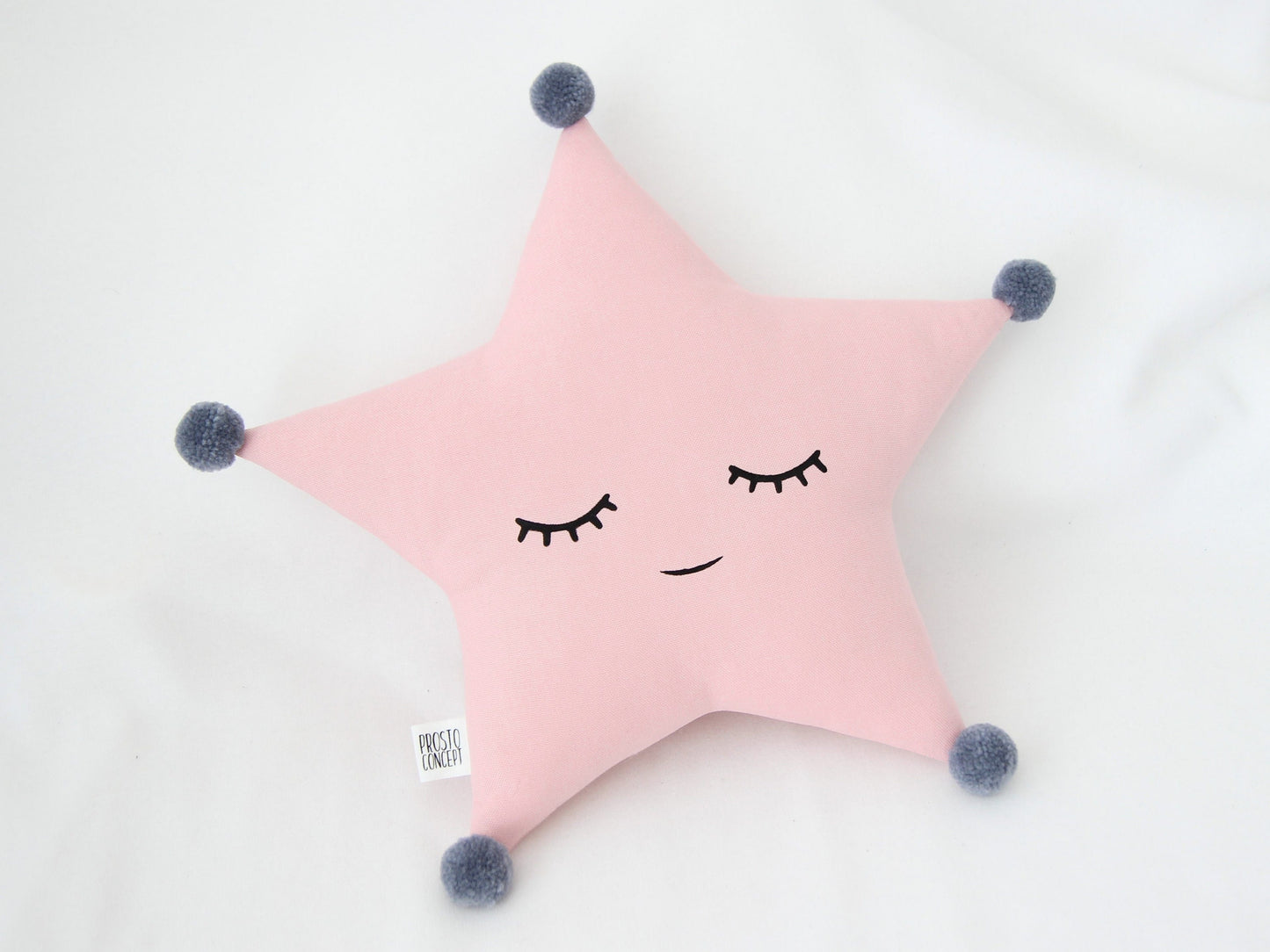 Set of 2 Pillows - Gray Crescent Moon Pillow and Pink Star Pillow