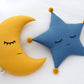 Mustard Crescent Moon Pillow With Crown