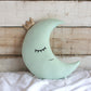 Green Mint Crescent Moon Pillow with Crown or Star