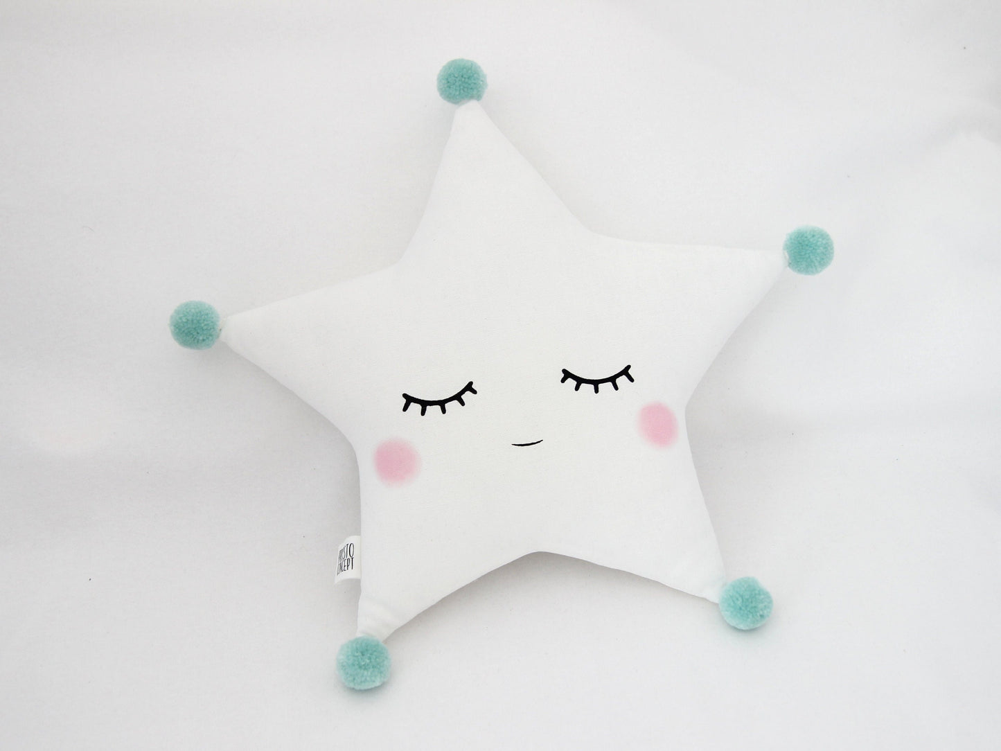 White Star Pillow with Pompoms (7 colors)