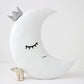 Set of 2 White Pillows - Crescent Moon and Star Pillows with Silver Touch