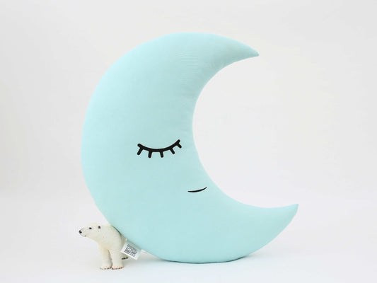 Mint Crescent Moon Pillow