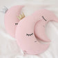 Pale Pink Crescent Moon Pillow with Crown or Star