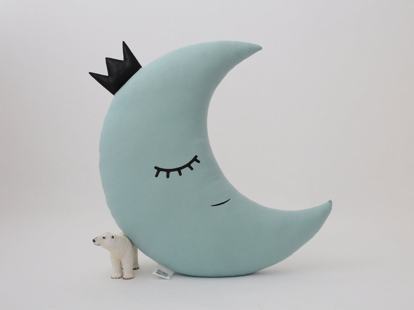 Dusty Mint Crescent Moon Pillow with Crown or Star