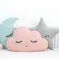 Set of 3 Pillows - Coral Cloud, Dusty Mint Crescent Moon and Gray Star Pillows