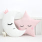 Set of 2 Pillows - White Crescent Moon Pillow and Pale Pink Star Pillow