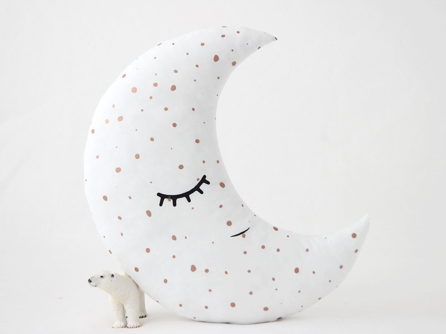 White with Golden Dots Crescent Moon Pillow