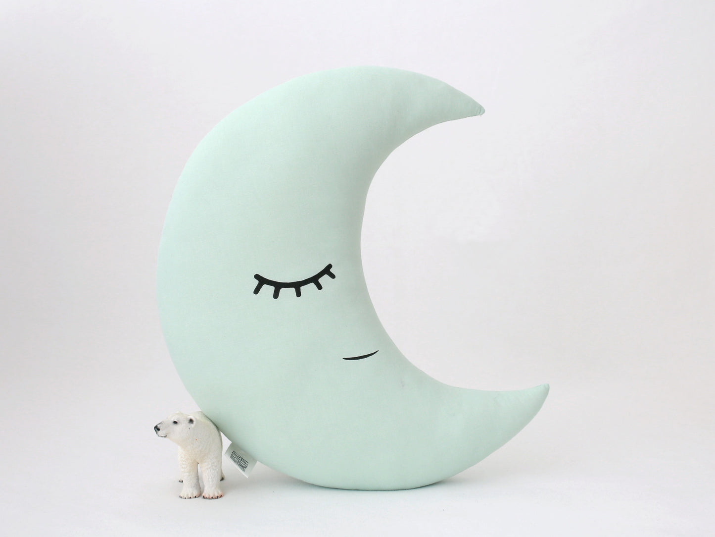 Green Mint Crescent Moon Pillow with Crown or Star